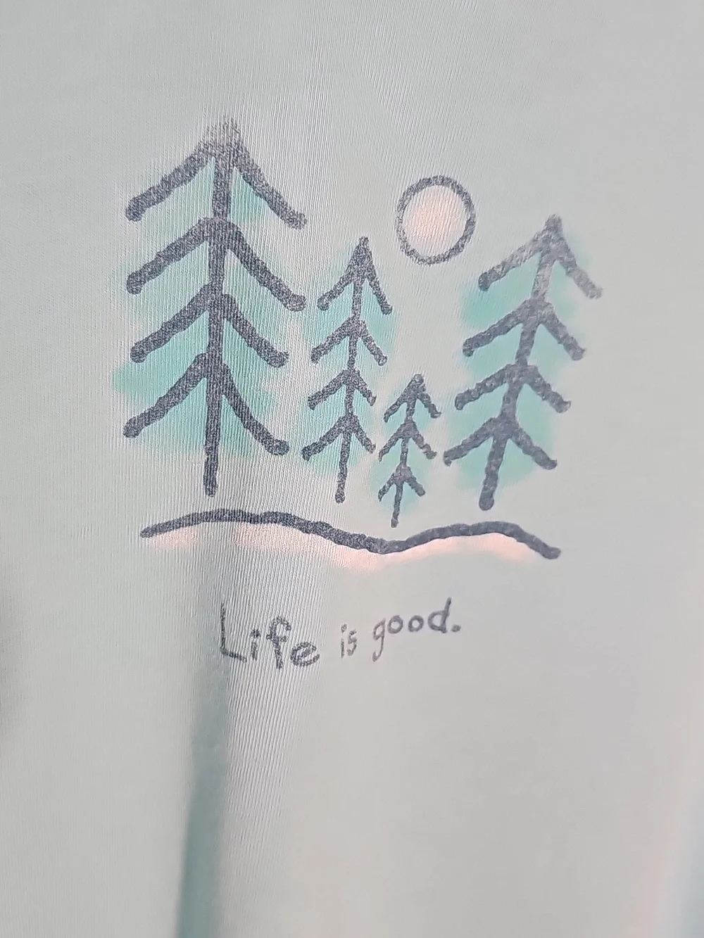 Life Is Good Sky Blue V-Neck Long Sleeve Tee with Tree Graphic. Size XL - Picture 2 of 6